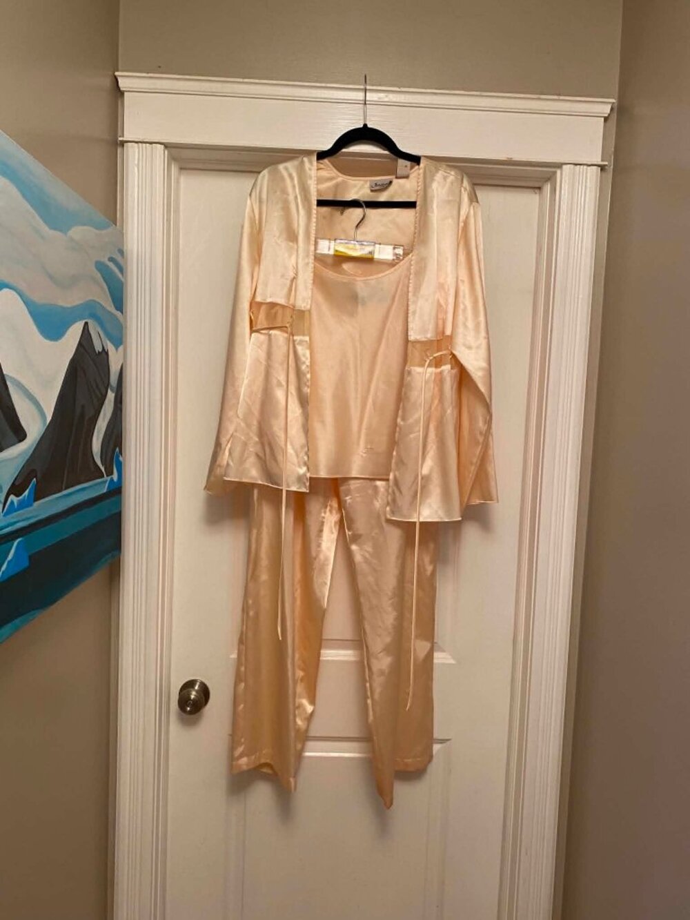 Vintage Jessica Lingerie Satiny Pale Yellow Ensemble